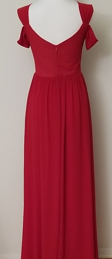 SHEIN Red Ruched Ruffled Maxi Gown - Picture 3 of 8